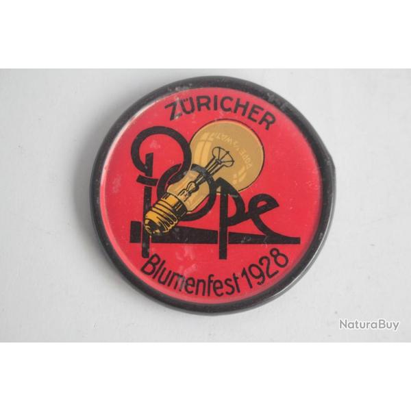 Miroir de poche publicitaire Ampoule Pope Zricher Blumenfest 1928