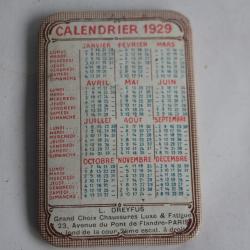 Miroir de poche publicitaire Calendrier 1929 Dreyfus Chaussures Paris