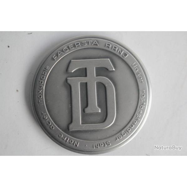 Miroir de poche publicitaire acier inoxydable Fagersta Suisse