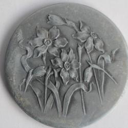 Miroir de poche publicitaire Fleurs Art Nouveau