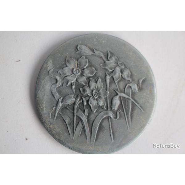 Miroir de poche publicitaire Fleurs Art Nouveau