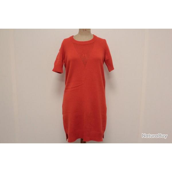 HERMES Robe orange motif H cachemire T40