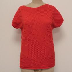 HERMES Pull manches courtes cachemire rouge T40
