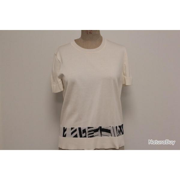 HERMES Haut bicolore lin et coton T42