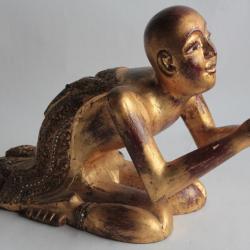 Moine Bouddhiste bois doré Birmanie