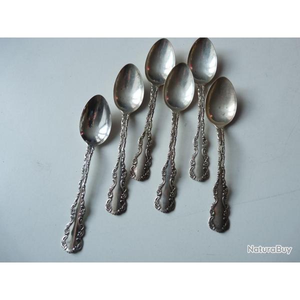 Six cuillres a caf argent sterling