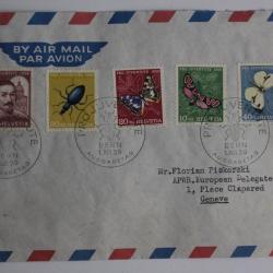 Enveloppe Suisse FDC  par avion 1956
