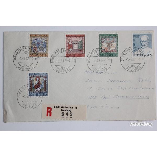 Enveloppe recommande pro patria Suisse cachet Winterthur 1967