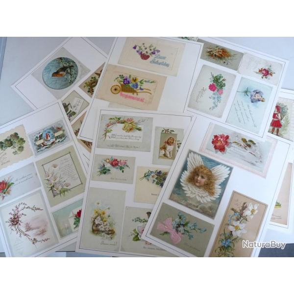 Lot de 41 cartes de voeux anciennes