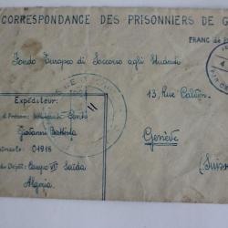 Enveloppe Italie Correspondance des prisonniers de Guerre