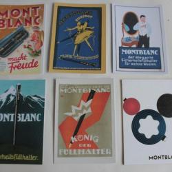 Lot 5 Cartes Postales Publicité stylo MontBlanc + 1 carton bonne année
