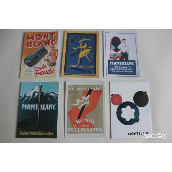 Lot 5 Cartes Postales Publicit stylo MontBlanc + 1 carton bonne anne