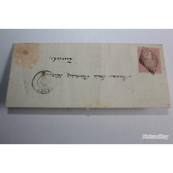 Marque postale Timbres Suisse Helvtie assise 15 cts 2e mission 1857