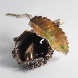 Châtaigne argent émaillé Sorini Pietro Italie