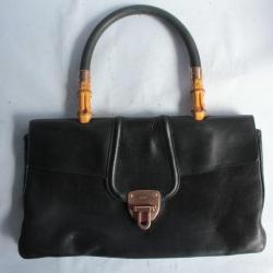 GUCCI Sac à main vintage Bambou cuir noir Bamboo Bag