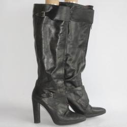 HERMES Bottes à talons cuir noir T40