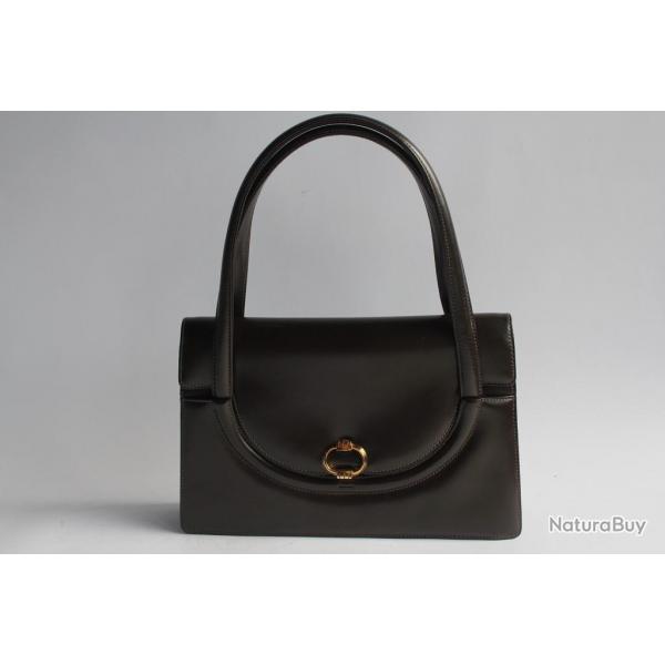 GUCCI Sac  main cuir marron vintage