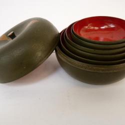 Boite pomme de coupelles Bois laqué Chine ou Japon