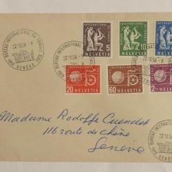 Timbres Suisse BIT 1956 oblitéré FDC sur enveloppe