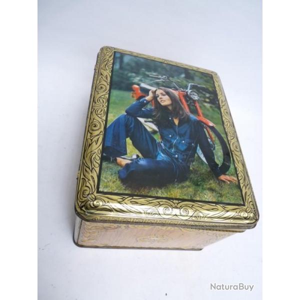 Boite srigraphie Design 1970 Pin-up Femme Moto
