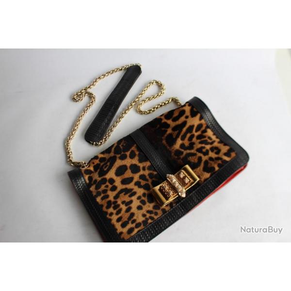 CHRISTIAN LOUBOUTIN Sac Pochette bandoulire Lopard Sweet Charity