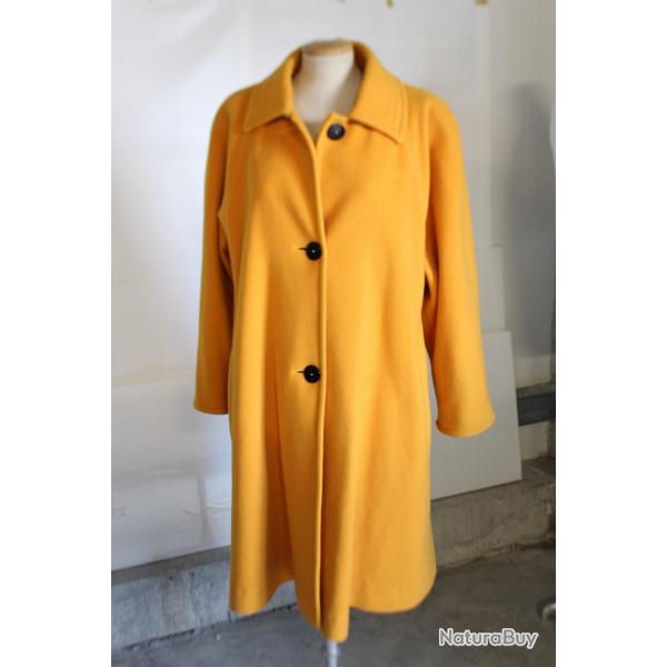 Manteau long jaune femme cachemire vintage T38