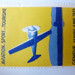 Vignette publicitaire Salon Aviation Genève 1934