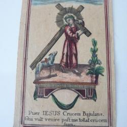 Image religieuse XVIIIe/XIXe siècle  Jesus Cruceum Bajulans