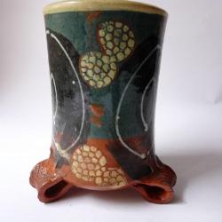 Sculpture pique fleurs terre vernissée Savoie