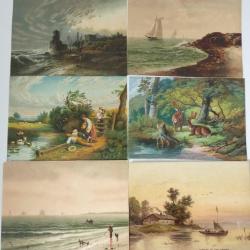 Lot de 6 chromos XIXe siècle