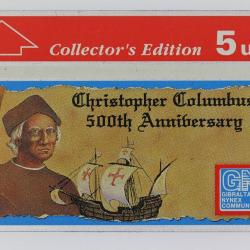 Télécarte L&G dummy Columbus Anniversary Collector's Edition Gibraltar