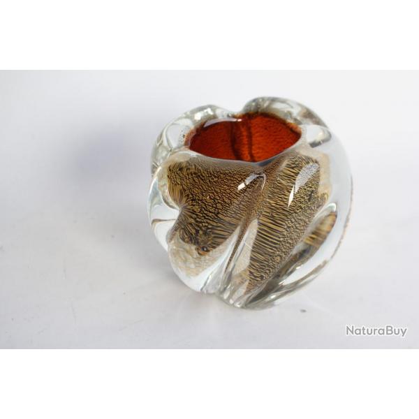 Petit vase massif Murano poudre d'or