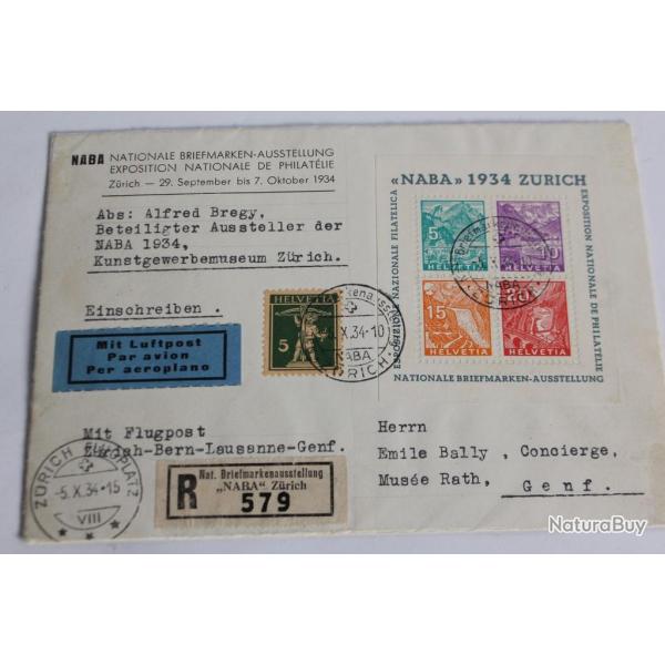 Timbres Naba Zurich 1934 Suisse Exposition de philatlie