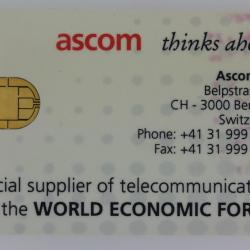 Télécarte à puce Ascom Monétel Demo smart card Suisse