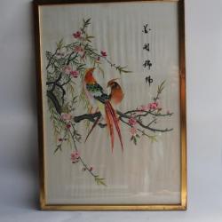 Tableau Soie brodée Oiseaux Chine
