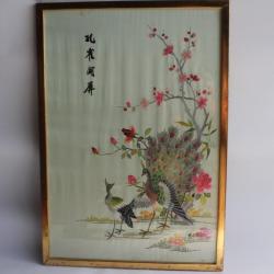 Tableau Soie brodée Paons Chine