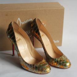 CHRISTIAN LOUBOUTIN Escarpins Fifi Python T38.5