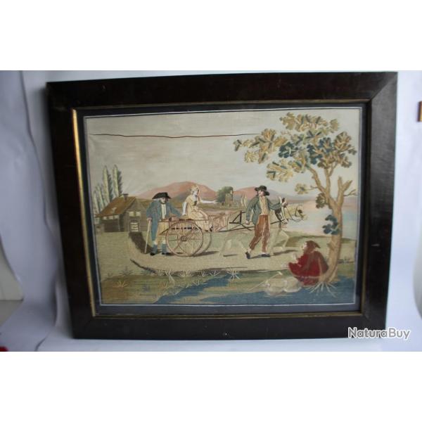 Tableau soie brode Napolon Ier Empire