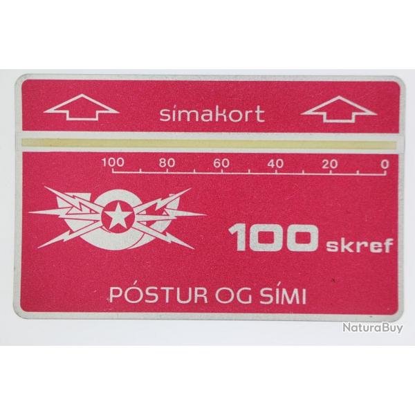 Tlcarte Landis & Gyr Smakort 100 skref 601A Islande 1986