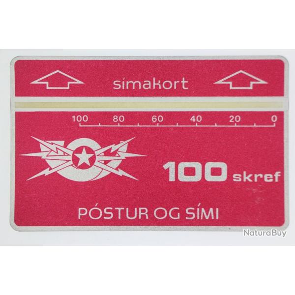 Tlcarte Landis & Gyr Smakort 100 skref 601A Islande 1986