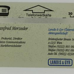 Télécarte L&G dummy Manfred Merzeder Autriche Visitenkarten