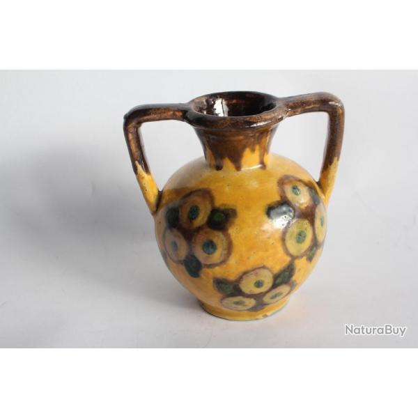 Vase terre vernisse Ren NICOLE Art populaire Ain cramique