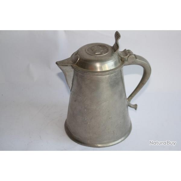 Ancien Pichet tain Carl XIV Johan Roi de Sude Art populaire