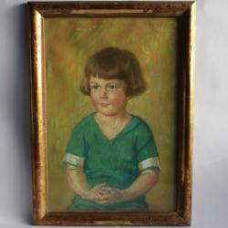 Tableau Pastel Jules Courvoisier Portrait de fillette 1921