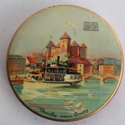 Boîte bonbons tôle sérigraphiée Chevallay Confiseur Annecy