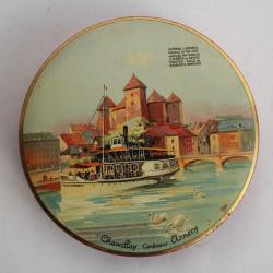 Boîte bonbons tôle sérigraphiée Chevallay Confiseur Annecy