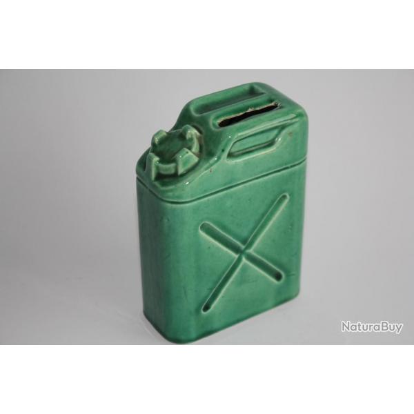 Tirelire  casser Bidon d'huile essence voiture porcelaine maille