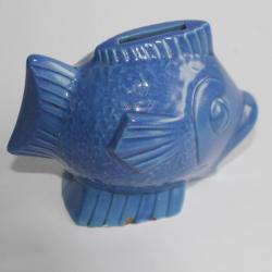 Ancienne tirelire à casser porcelaine poisson