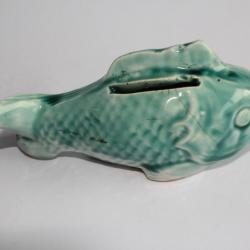 Ancienne tirelire à casser barbotine poisson