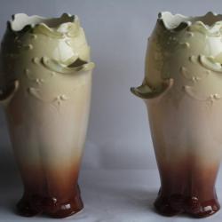 Paire vases barbotine Gustave DE BRUYN Fives Lille